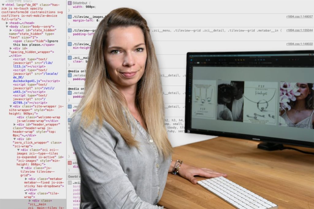 Isabel Karner beim Bearbeiten einer Website